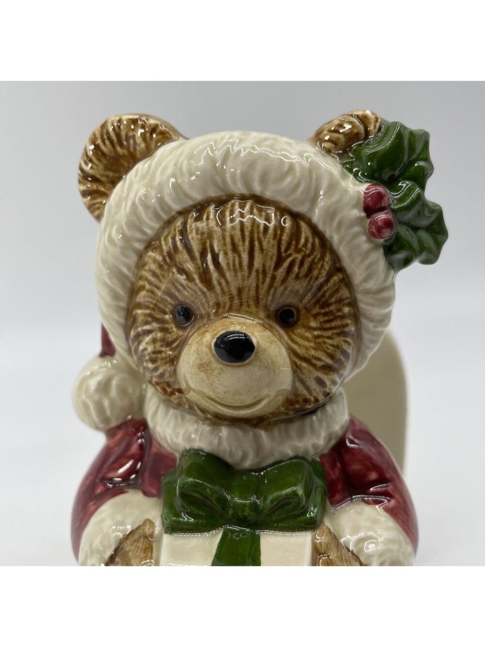 Otagiri Santa Teddy Napkin Letter Holder Christmas Gift Holly 5” Exc.